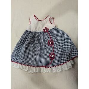 Pretty blue & white gingham sleeveless babydoll dress by Bonnie Baby 18 months